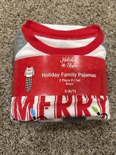 Holiday Style Family Pajamas Boys' 2 Piece Set S 6/7 Merry Bright Plaid- NEW