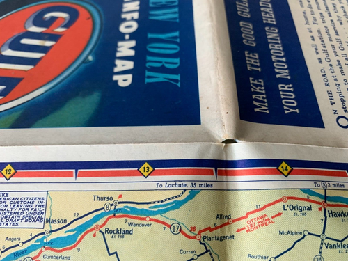 Vtg ca 1944 WW2 Era Gulf Oil Gas New York State Road Info Map Rand McNally - Picture 14 of 16