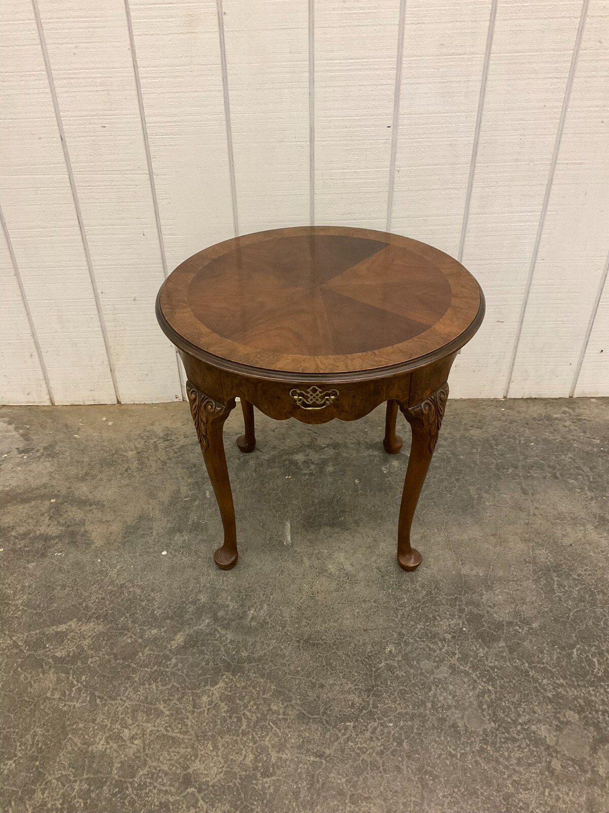 Baker Queen Anne Style Burl Side End Table eBay