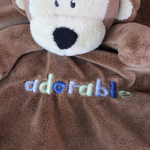 MONKEY Security Blanket Lovey Brown Blue 12.5" x 12.5" First Impressions PLUSH - Picture 2 of 6