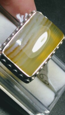 FETCHING NATURAL FLUORITE IN STERLING SILVER.925 RING SIZE 7.75-8.0!