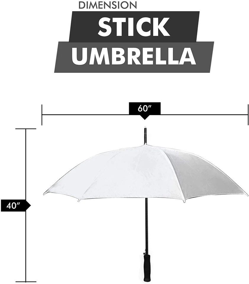 Guarda-chuva de chuva 6PK Barton ao ar livre - Branco - 60" transversal - Poliéster resistente a rasgos - Imagem 3 de 4
