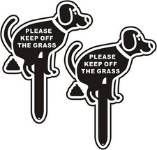 No Dog Poop Signs for Yard, 2 Pack Sturdy Aluminum Double Sided Polite Signs - P