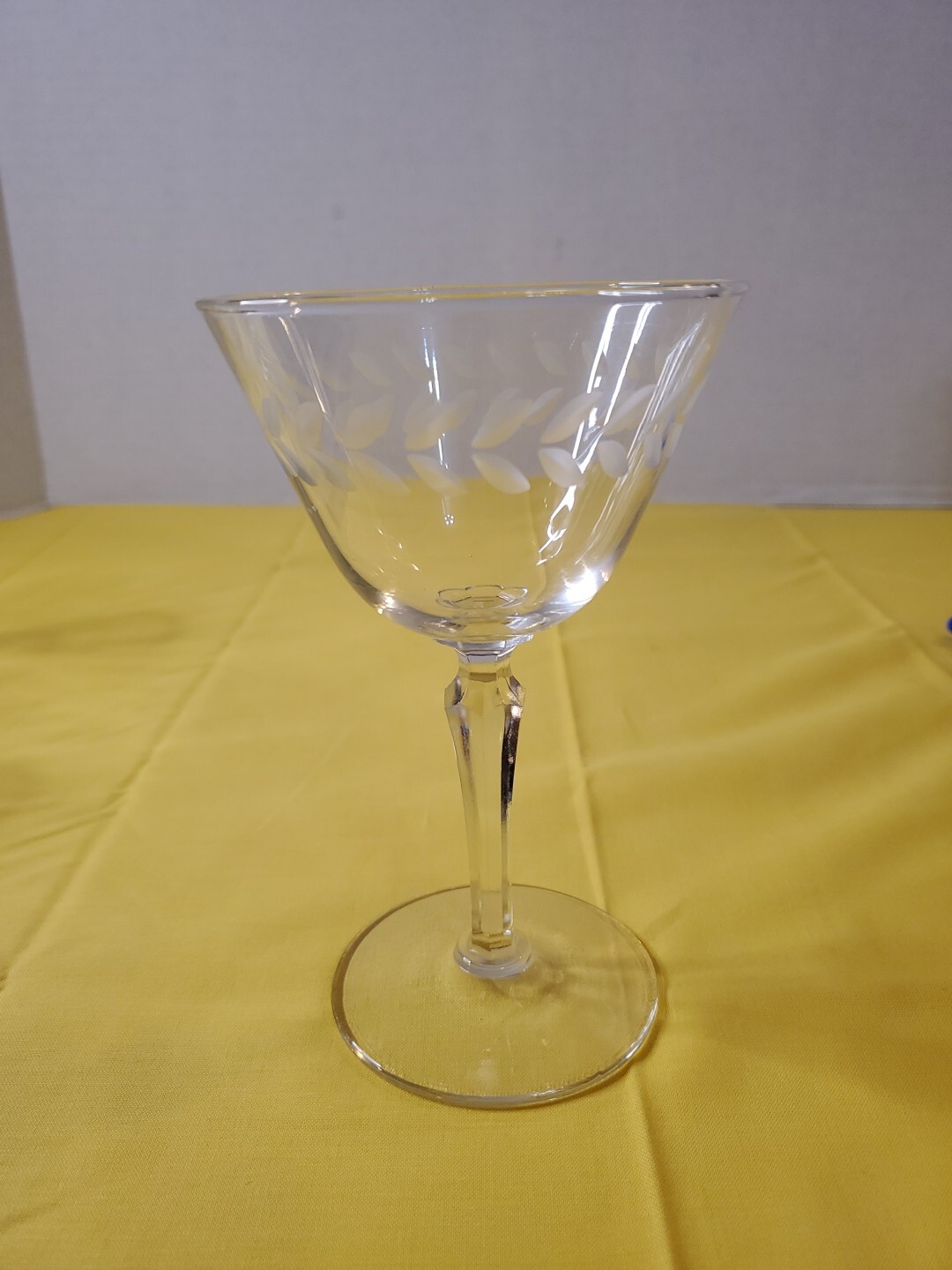 Vintage Etched Glass Cocktail Sundae Champagne Glass Goblet