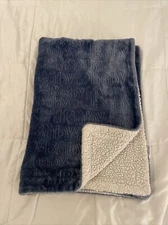 Lullaby Kids Baby Blanket Blue Sherpa Embossed “Baby”