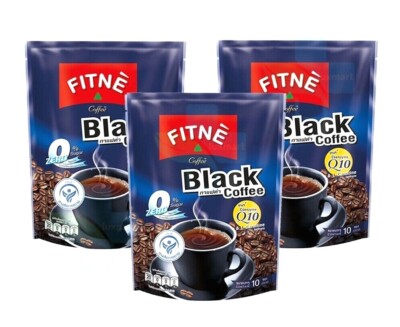 3x10Bags Fitne Black Coffee Formula Coenzyme Q10 Instant Black Coffee Powder.