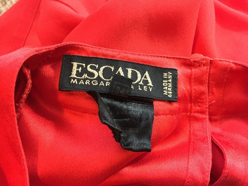 Vintage Escada Margaretha Ley Silk Blouse Top Short Slv Red 34 M Classic Euc - Picture 3 of 3