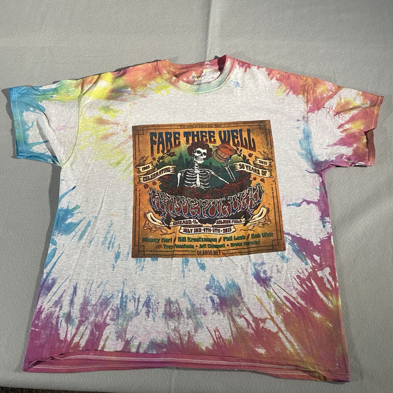 Grateful Dead Fare Thee Well 2XL Tie Dye Shirt Wrigley Field Vintage Excellent Condition