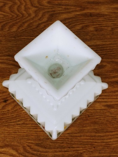 LE Smith Milk Glass Candy Dish Rare! Smith Handmade Painted Floral Print - Picture 5 of 6