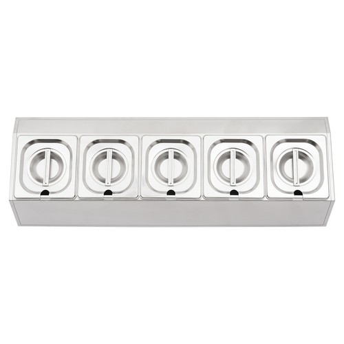 Stainless Steel 5 Grids Condiment Jars Seasoning Box Jar Salt Sugar Kitchen - Picture 9 of 16