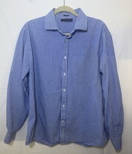 Tommy Hilfiger Men's Blue Check Button Up Long Sleeve 17 1/2. XL 1