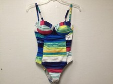Womens One Piece Swimsuit Size Medium Blue Pink Multi Push-Up Cupshe New 68