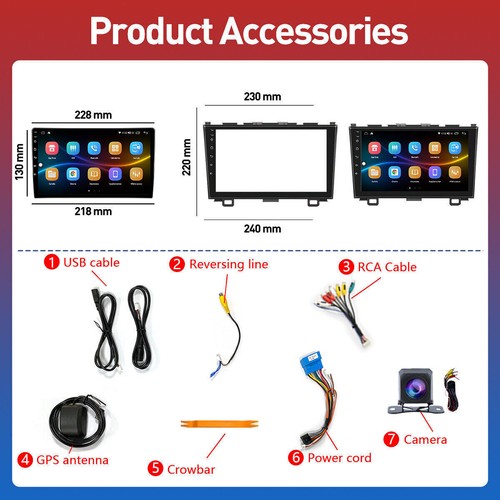 Android 12 Car Stereo 2 Din Carplay For Honda CRV 2007-2011 MP5 Radio Head Unit - Picture 5 of 14