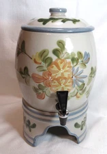 Louisville Stoneware Kentucky COUNTRY FLOWER BLUE Samovar w Lid & Stand GC