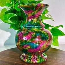 3.37LB  Beautiful Colorful Jade Flower Vase Series Decorative Mineral Specimen