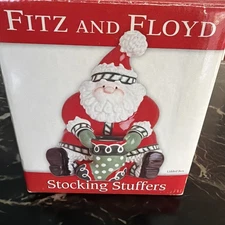 Fitz & Floyd STOCKING STUFFERS Figural Santa Lidded Box Candy Jar with Box 2007