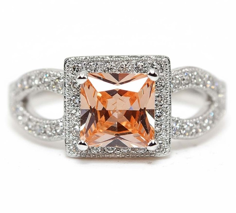 2CT  Padparadscha 925 Solid Sterling Silver Ring Sz 8 MM5-6