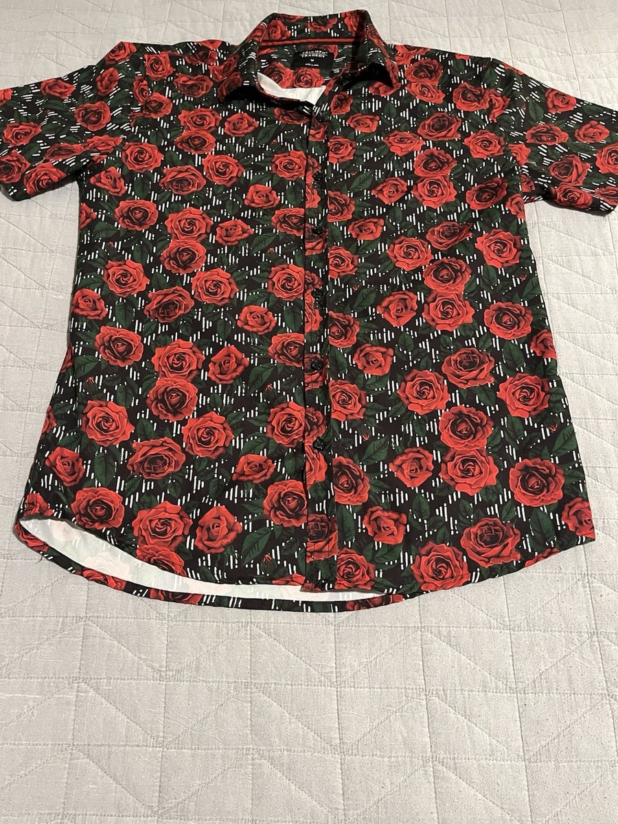 トップス UNUSED Rose Pattern Short-Sleeve Shirt Triumph Tragedy Men's Short shirt Set, Rose pattern, men's size