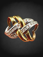 Vintage 14kt Yellow White Gold 1/5 CT TW 18 Diamond Necklace Slide 3.81g 