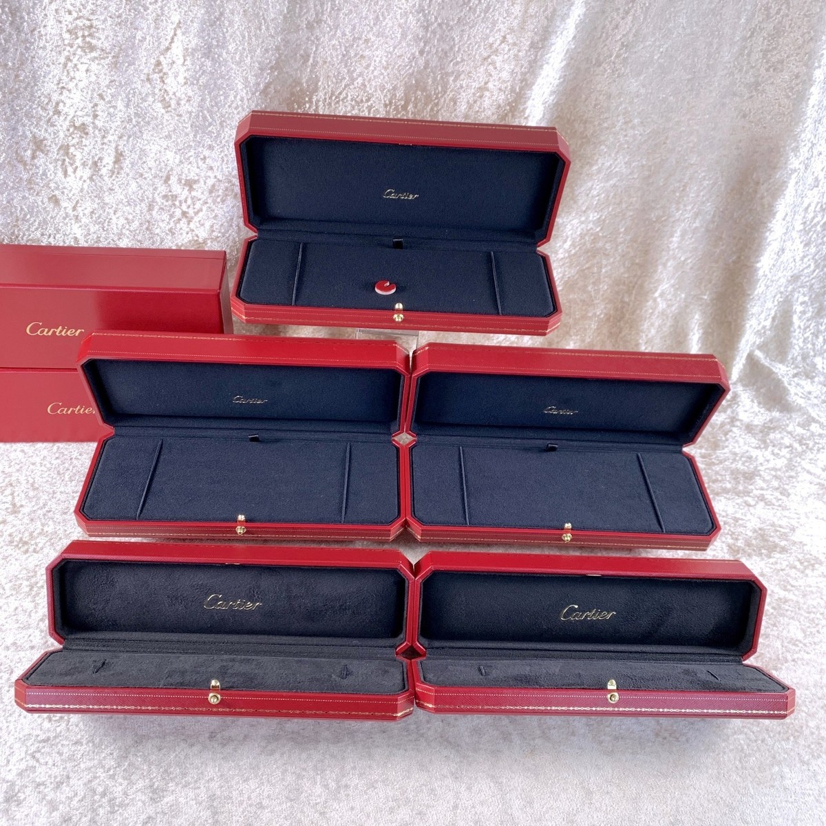 Cartier ギフトボックス 赤　ブレスレット入れ Genuine Cartier Bracelet Storage Box Jewellery Red Case Set of 5