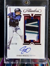 2021 Panini Flawless Evan White Rookie Patch Auto /20 Seattle Mariners #RPA-EW