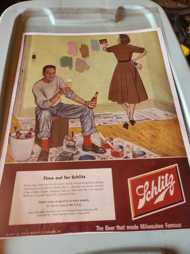 Schlitz 1952 "Time Out for Schlitz" & Carling's Red Cap Ale Print Ads Breweriana