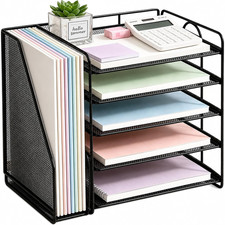 Desk Organizer, 5-Tier Paper Organizer Letter Tray, Black Desk Organizers and