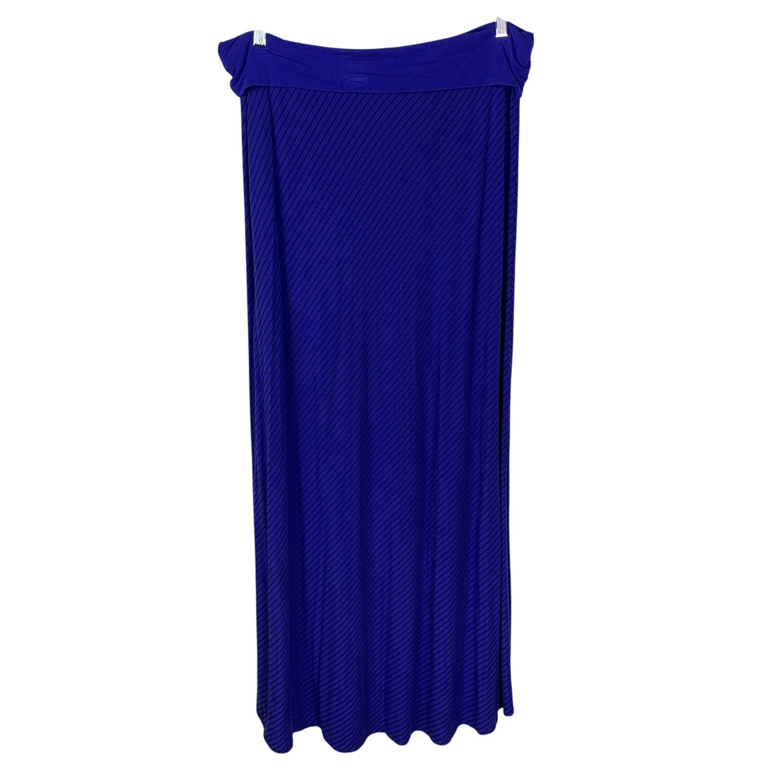 GAP Indigo Blue Fold Over Diagonal Stripe A-Line Maxi Skirt - Size L