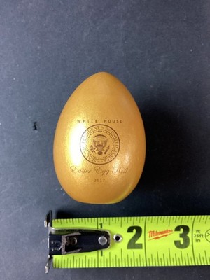 2017 White House Easter Egg Roll Trump & Melania Signed Gold Wooden Easter Egg