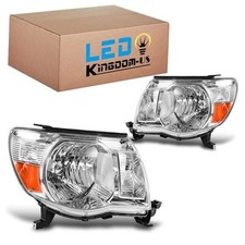 Headlight Fit 2005-2011 Tacoma Clear Lens Amber Reflector Chrome Housing
