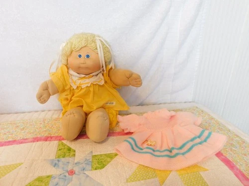 Vintage Cabbage Patch Doll Girl 1982 Yellow & White Outfit + Pink Duck Dress TLC
