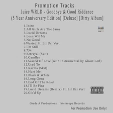 Rap. White CD. Juice WRLD - Goodbye & Good Riddance (5 Year Anniversary) Dirty