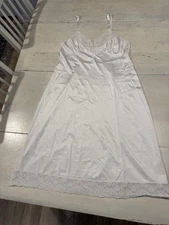Full Slip Womens Size 38 White Lace Trim Adjustable Straps Made USA Style 7850