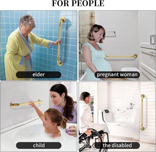 32-Inch Gold Shower Grab Bar - Stainless Steel with Anti-Slip Knurled Grip - Picture 9 of 9