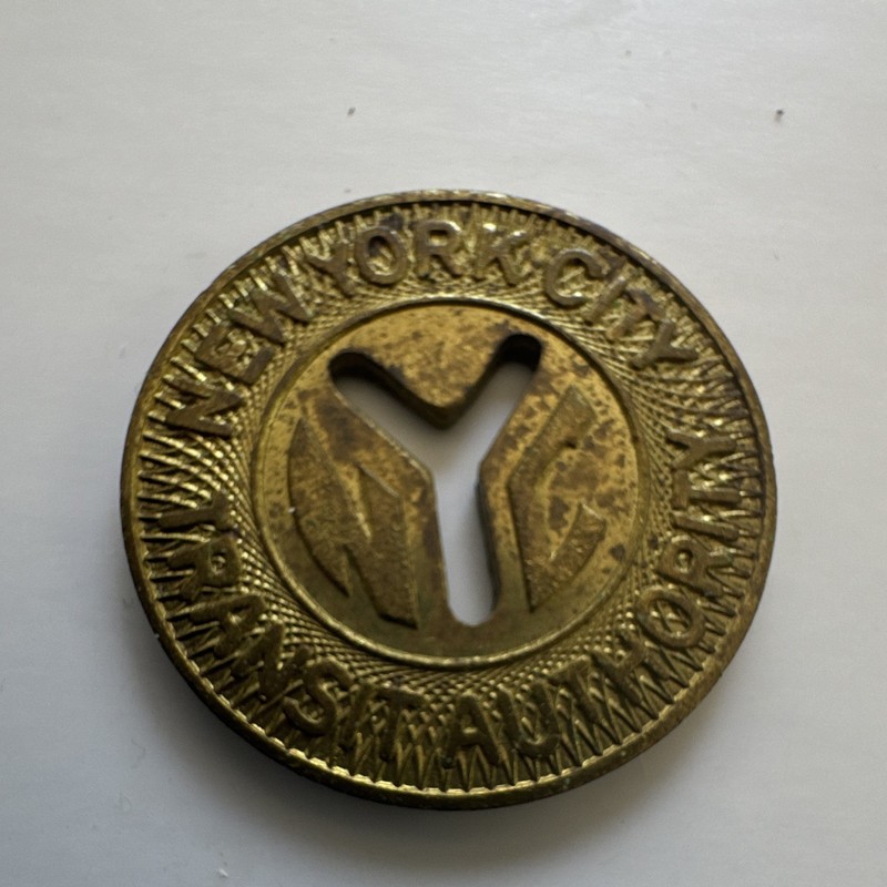 New York City Transit Authority One Fare Token "Good For One Fare" Brass