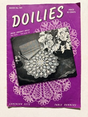 Vtg 1942 Spool Cotton Company crochet pattern Booklet 184 Doilies Luncheon Set