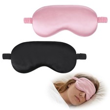 2 Pack Silk Sleep Mask Soft Blackout Eye Mask for Women Men Satin Blindfold w...