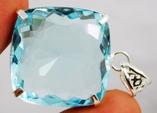 Pendant 86.75 Ct Natural Aquamarine Cushion Cut Brazilian Gemstone Cerified