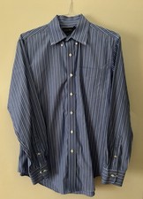 Lauren Ralph Lauren Classic Fit Blue White Stripe Dress Shirt Men  s 16 34/35