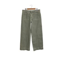 Soeur Harry Wide Leg Jeans Olive Green High Rise Patch Pocket Denim Size 40 or 8