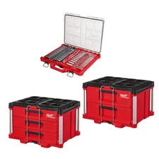 Milwaukee 48-22-8443SC PACKOUT 3 / 2 Drawer Combo Tool Box w/ 106PC Socket Set