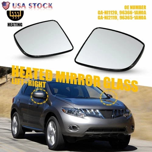 2x Driver & Passenger Mirror Glass Heated Fits Nissan Murano 2009 2010 2011-2014