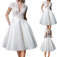 Elegant White Lace Short Dress, Women  s Vacation A-Line Summer Sundress, Wedding
