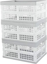 3-Pack Plastic Stackable Collapsible Storage Crate 15 L Stacking Folding Storage