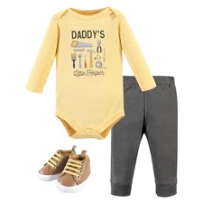 Unisex Baby Cotton Bodysuit, Pant and Shoe Set, Construction Work Long Sleeve...