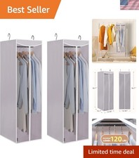2-Pack Grey Hanging Garment Bags with Clear Window - Ultimate Closet Organizer
