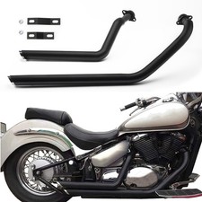 Tubos de escape escalonados negros Shortshots para Suzuki Boulevard C50 C50T M50 VL800