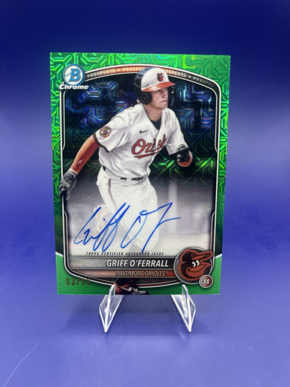 2025 Bowman Chrome Prospect Mojo Autographs Griff O'Ferrall #BMA-GO Green /99
