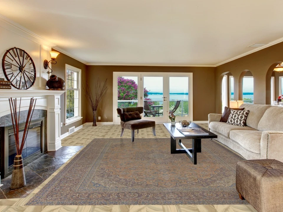 Alfombra tradicional tamaño habitación 10x13 naranja lana anudada a mano alfombra vintage Foto 2 de 4