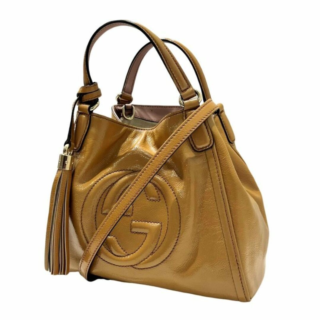 Gucci Soho 336751 Beige Enamel Two-Way Shoulder Bag Preowned